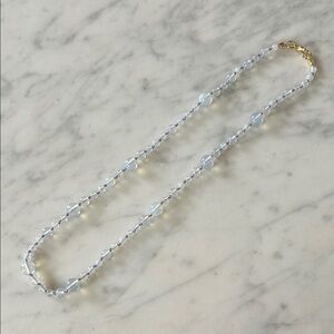 Hand knotted beaded gemstone necklace with opal beads